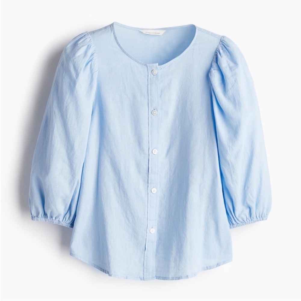 H&M Linen Blend Button Down Blouse